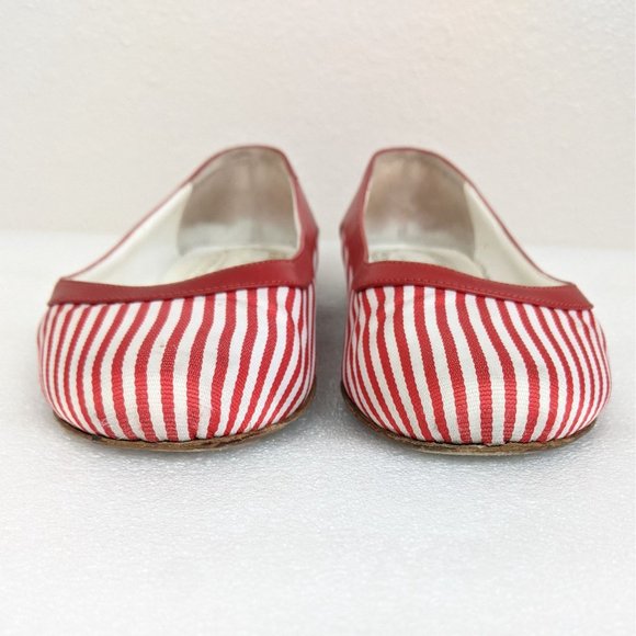 Brooks Brothers Red White Striped Leather Flats 8.5 Cute Date - Picture 6 of 10
